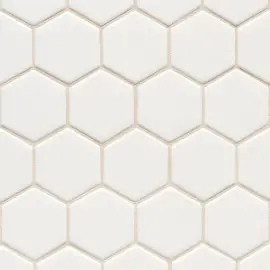 6th Avenue White 2×2 Hexagon Mosaic Glossy