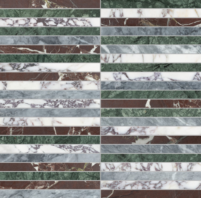Waterjet Stone Mosaics Tropic 1×6 Stacked Mosaic Mixed