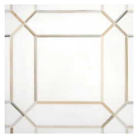 Specialty Mosaic Collection Bianco Dolomiti Select Honed And Oro Striato Polished 8×8 Pickets Mosaic Mixed