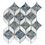 Olynthos Ready to Ship Calacatta Scuro, Blue Bahia, Blue Macuba, And Bardiglio 12×13 Cameo Mosaic Olynthos Ready to Ship Calacatta Scuro, Blue Bahia, Blue Macuba, And Bardiglio 12×13 Cameo Mosaic