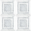 Pietra Visivo Collection Thassos Select Polished, Italian Carrara Light Select Polished, And Italian Carrara Dark Select Polished 6×6 Regal Square Mosaic Polished