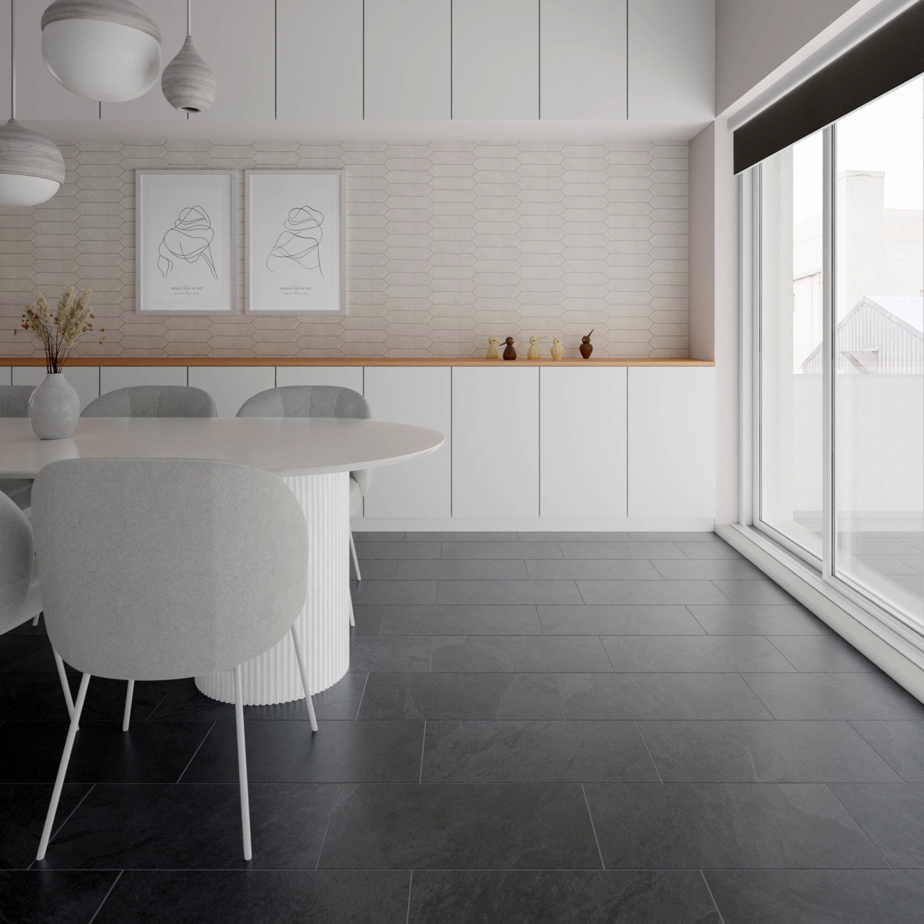 Albany Black 12x24 and White Slim Mosaic