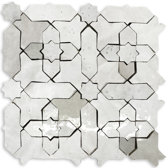 Iris White 10×10 Starburst Mosaic Glossy