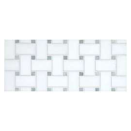 Fine Mosaic Works Thassos Select Polished And Ming Green Polished 12×12 Traditional Basketweave Mosaic Polished