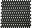 Hexes And O’S Black 3/4″ Penny Round Mosaic Matte
