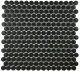 Hexes And O’S Black 3/4″ Penny Round Mosaic Matte