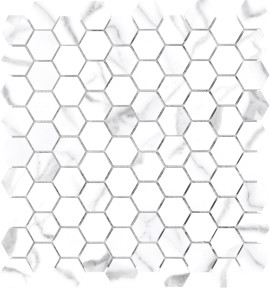 Caspar Statuario 1-1/4″ Hexagon Mosaic Polished