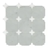 Olynthos Carrara And Thassos Standard 12×12 Cross Flower Petite Mosaic