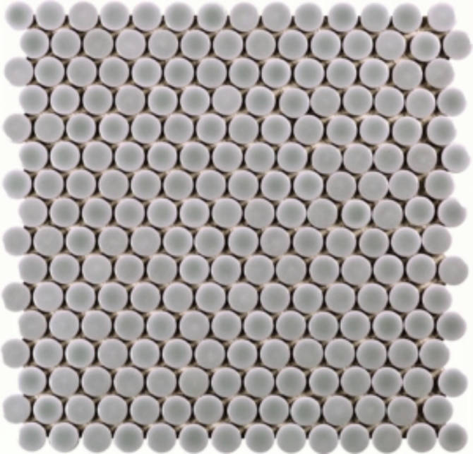 Hexes And O’S Ash 3/4″ Penny Round Mosaic Glossy