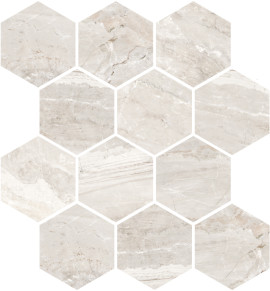 Marbles Oniciata Ivory 9×11 Hexagon Mosaic Matte