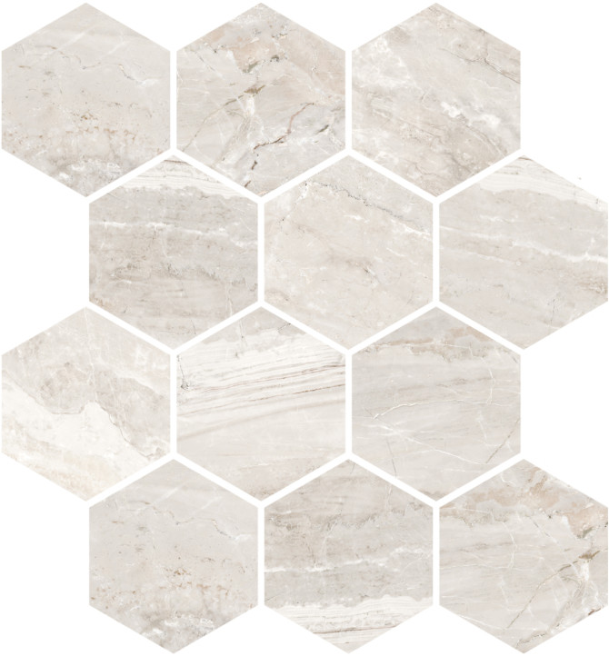 Marmo Ivory 9×11 Hexagon Mosaic Matte
