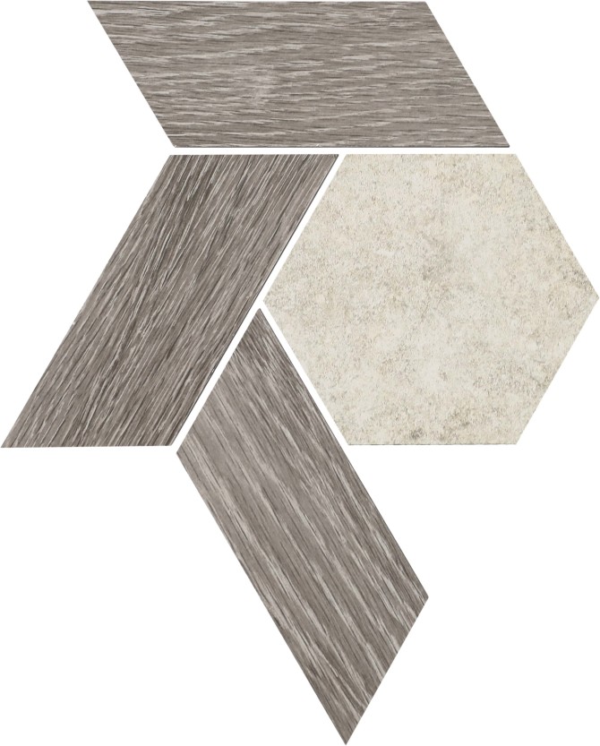 Orleans Gray & Ivory 12×10 Interlocking Hex Mosaic Matte