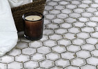 Specialty Mosaic Collection East White, Italian Carrara and Mugwort Gray Hexagon Micromosaic