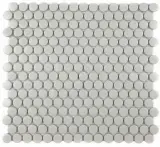 Hexes And O’S White 3/4″ Penny Round Mosaic Matte