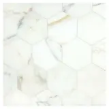 Basic Mosaic Collection Calacatta Gold Honed 3-1/2″ Hexagon Mosaic