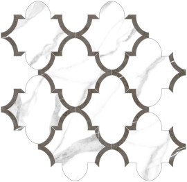 Mayfair Statuario Venato 12×12 Arabesque Mosaic Polished