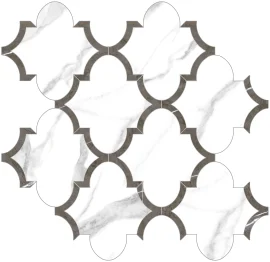 Mayfair Statuario Venato 12×12 Arabesque Mosaic Polished