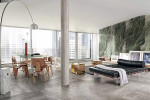 Heritage Luxe Emerald Glossy 47x110, and Cloud Glossy 47x47 and Comfort