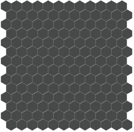 Nantucket Black 1″ Hexagon Mosaic Matte