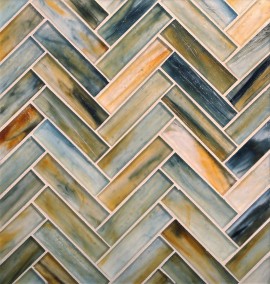 Tozen Xenon 1×4 Herringbone Mosaic Silk