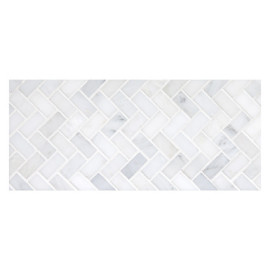 Fine Mosaic Works Asian Carrara Ultra Premium Honed 1×2 Herringbone Mosaic Honed