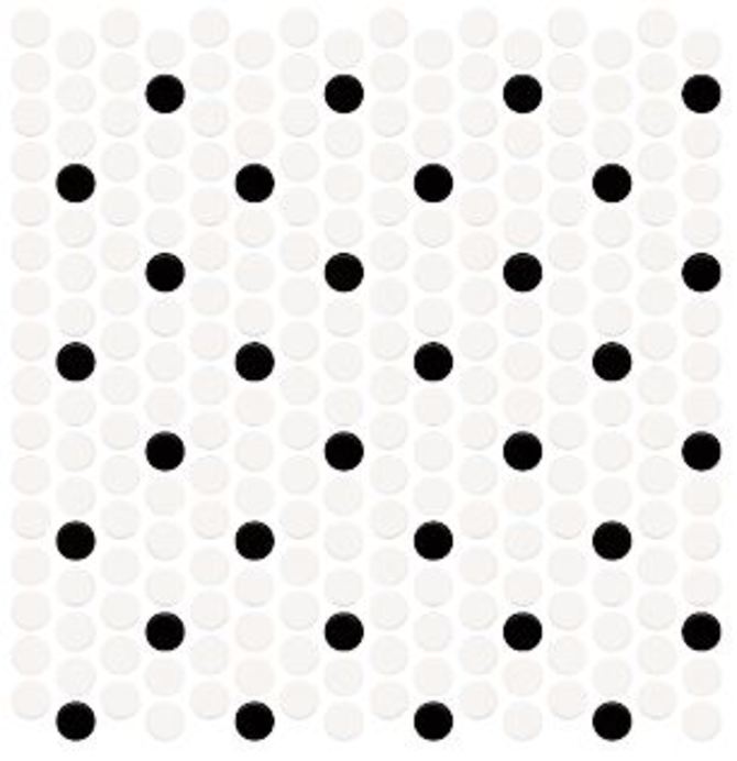 Color Story Mosaics Matte Designer White & Matte Black 11×14 Penny Round Mosaic