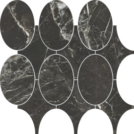 Savoir Noir 14×14 Oval Dot Mosaic Polished