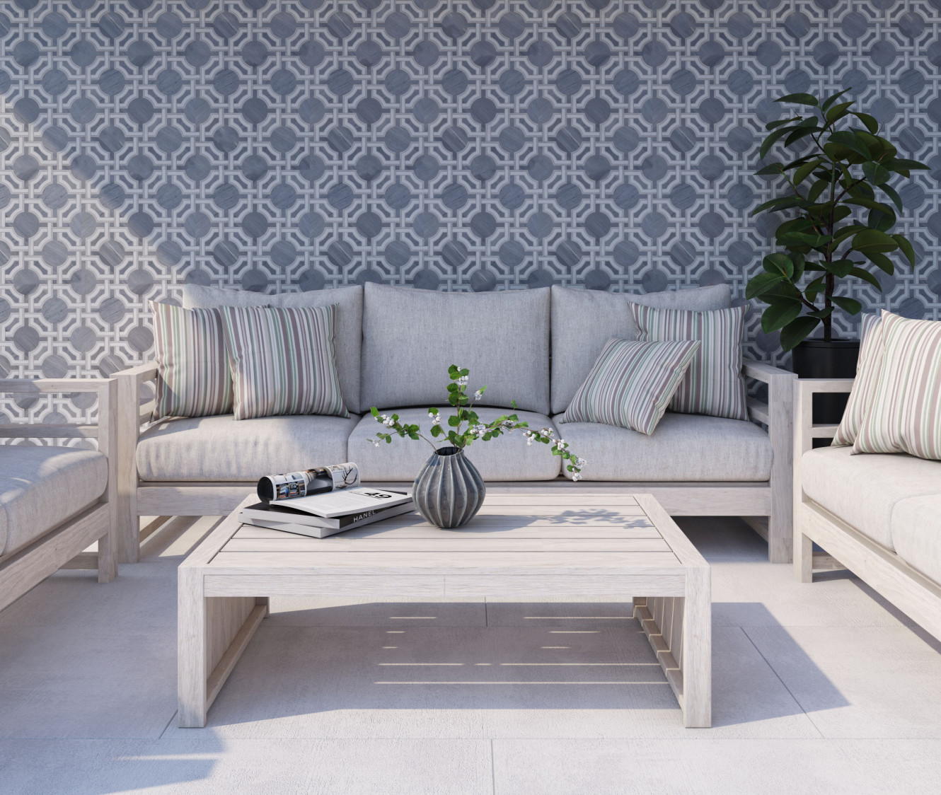 Jet Set Cadet Grey Cabana Mosaic