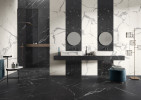 Anima Futura Unique Black 24x24, 48x110 and Esagono Mosaic, and Majestic White 24x48 and 48x110