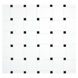 Thassoglass Thassoglass Polished And Nero Marquina Polished 9×9 Basketweave Mosaic Polished