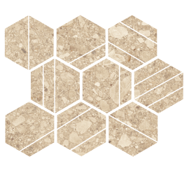 Santiago Beige 4″ Deco Hex Mosaic Rectified