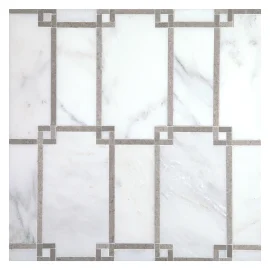 Fine Mosaic Works Asian Carrara Ultra Premium Honed And Cinderella Gray Polished 12×12 Geometric Mosaic Honed