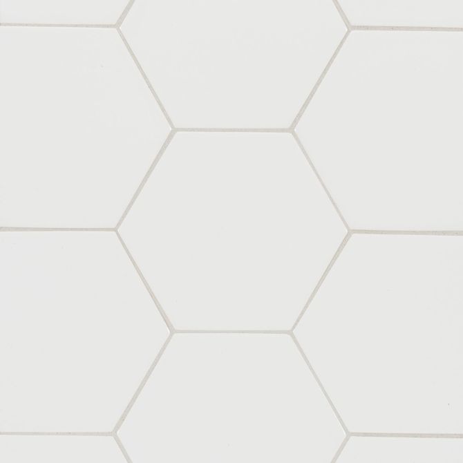 6th Avenue White 6″ Hexagon Glossy