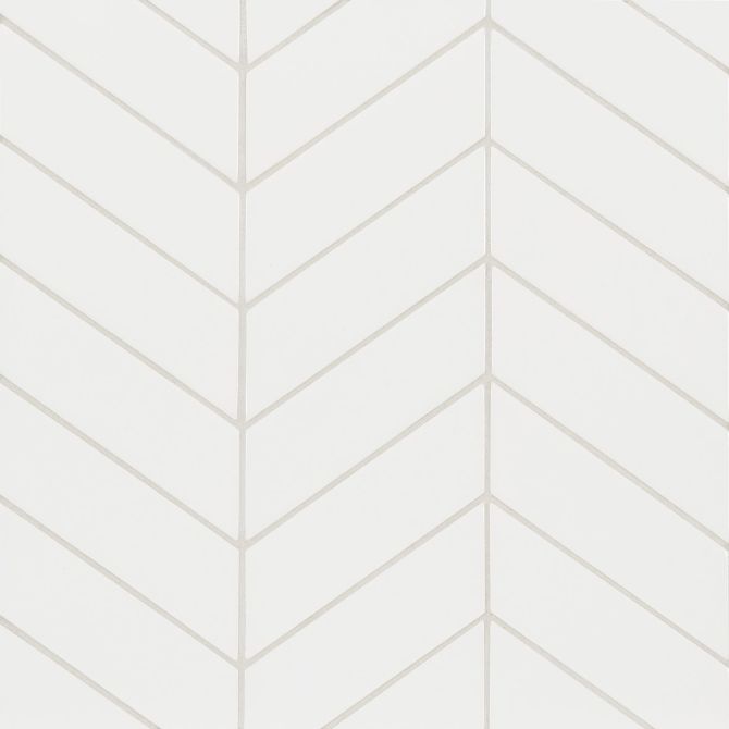6th Avenue White 2×6 Chevron Mosaic Glossy