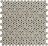 Hexes And O’S Taupe 3/4″ Penny Round Mosaic Glossy