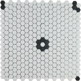 Cafe White Matte And Black Matte 11×11 Fleurette Mosaic Matte