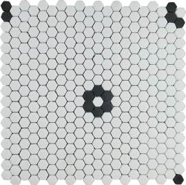 Cafe White Matte And Black Matte 11×11 Fleurette Mosaic Matte