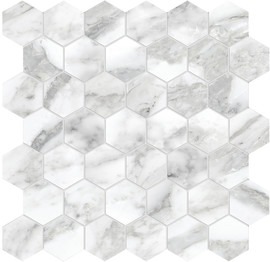 La Marca Arabescato 2″ Hexagon Mosaic Polished